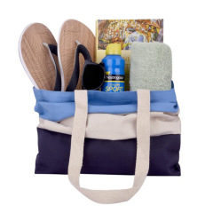 Large Capacity Stripe Canvas Shopping Bag, Beach Bag