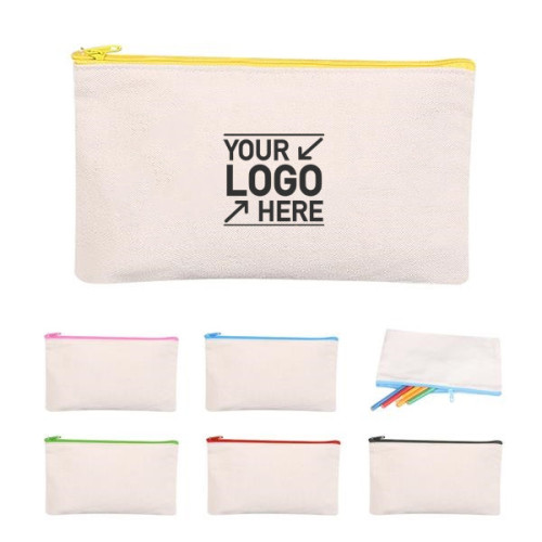 Canvas Zippered Pencil Bag,Makeup Bag