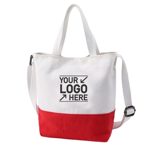 2 Tone Color Canvas Beach Bag, Shopping Bag with Shoulder Strape