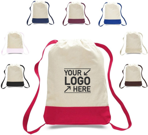 2 Tone Color Canvas Drawstring Bag