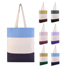 Large Capacity Stripe Canvas Shopping Bag, Beach Bag