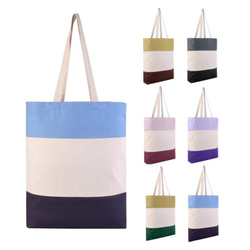 Large Capacity Stripe Canvas Shopping Bag, Beach Bag