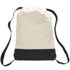 2 Tone Color Canvas Drawstring Bag