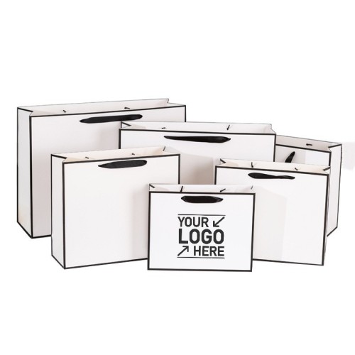 White with Black Rim Paper Gift Shopping Bag