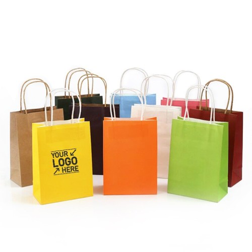 Customized Kraft Paper Gift Shopping Bags with Handles