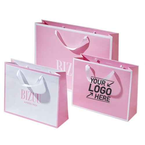 Customized Paper Gift Bag with Ribbon Handle