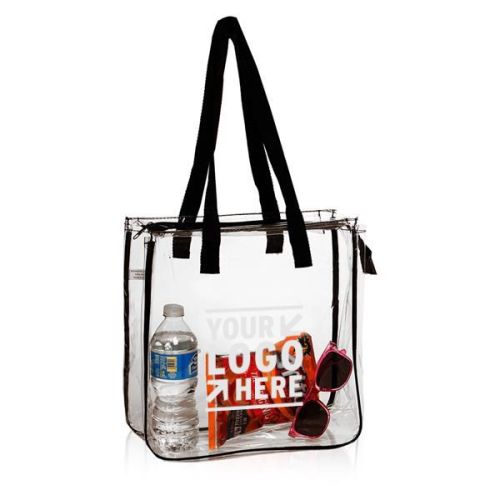Clear Vinyl Tote bag, Stadium compliant zippered Carrybag