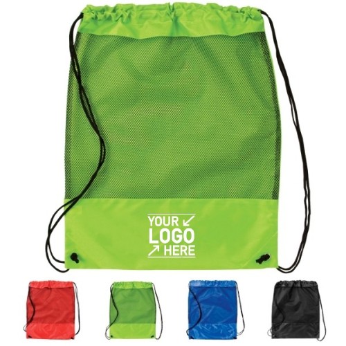 Mesh Panel Drawstring Backpack