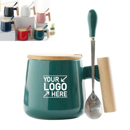 11.5oz Ceramic Mug With Wooden Handle, Coffee Mug
