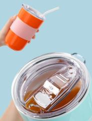 Ceramic Mug with Silicone Sleeve and Straw