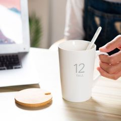 Ceramic Mug with Bamboo Lid and Spoon