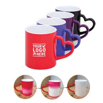 Ceramic Color Changing Mug with Heart Shape Handle