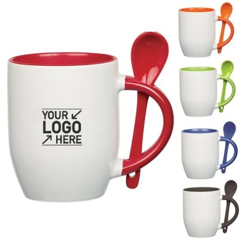 11oz Ceramic Coffee Mug with Spoon