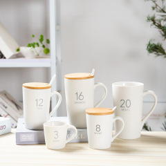 Ceramic Mug with Bamboo Lid and Spoon