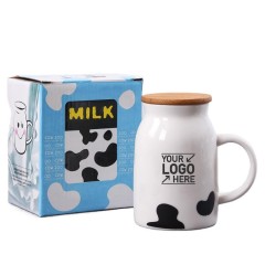 Ceramic Milk Mug with Bamboo Lid