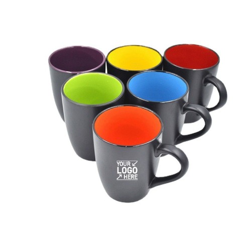 12oz Matte Black 2 Tone Color Ceramic Mug