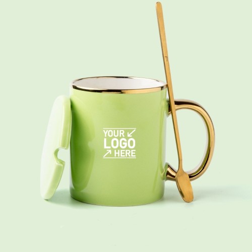 350ml Electroplated Gold Rim Ceramic Coffee Mug