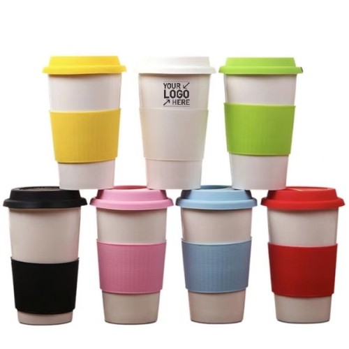 Double Wall Ceramic Coffee Mug with Silicone Lid and Sleeve