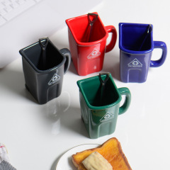 Trash Can Shape Ceramic Mug
