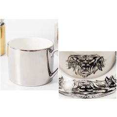 8oz Ceramic Electroplate Reflection Cup with Saucer Set