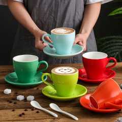 280ml Colorful Tulip Latte Cup and Saucer Cappuccino Coffee Mug Sets