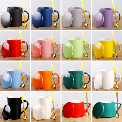 Customized Ceramic Mug with Lid and Spoon