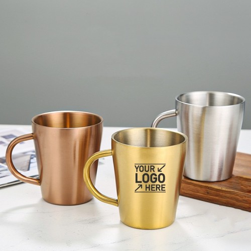 10oz Double Wall 304 Stainless Steel Coffee Mug with Handle