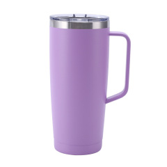 24 oz Double Wall Straight Stainless Steel Travel Mug with Handle
