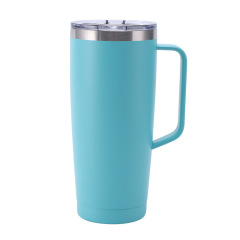 24 oz Double Wall Straight Stainless Steel Travel Mug with Handle
