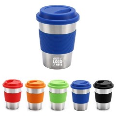 Single Wall 12 Oz Stainless Steel Cups W/Silicone Lid & Sleeve