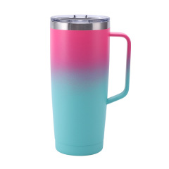 24 oz Double Wall Straight Stainless Steel Travel Mug with Handle
