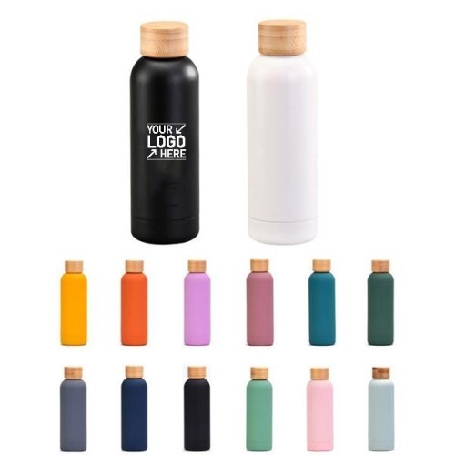 500ml/16.6oz Stainless Steel Vacuum Bottle With Bamboo Lid