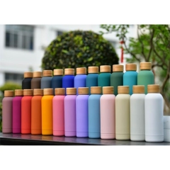 500ml/16.6oz Stainless Steel Vacuum Bottle With Bamboo Lid