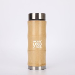 15 OZ Double Wall Stainless Steel Bamboo Bottle