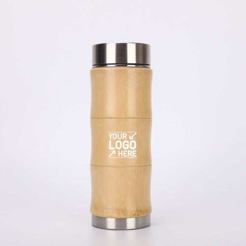 15 OZ Double Wall Stainless Steel Bamboo Bottle