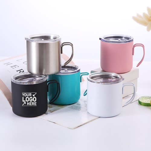 12oz Double Stainless Steel Coffee Cup With Handle