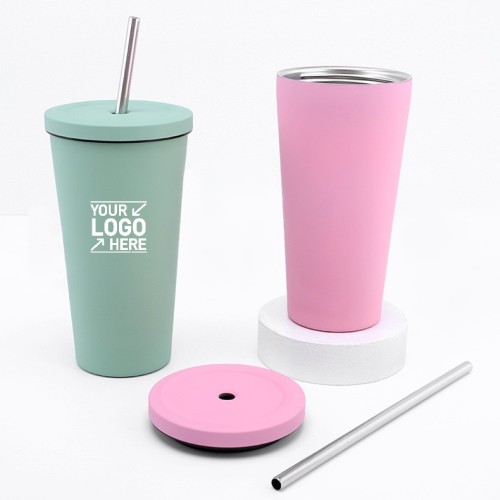 500ml 304 Stainless Steel Coffee Mug with Straw