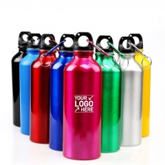 400ml/500ml/600ml/750ml Aluminum Sports Water Bottle w/ Carabiner