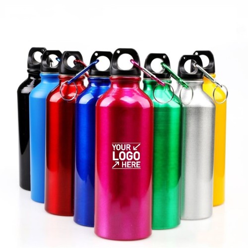 400ml/500ml/600ml/750ml Aluminum Sports Water Bottle w/ Carabiner