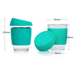 12oz High Borosilicate Glass Coffee Mug with Silicone Lid and Sleeve