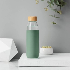 550ml Bamboo Lid Glass Water Bottle With Silicone Sleeve
