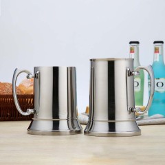 350ml/500ml Double Wall Stainless Steel Beer Mug with Handle