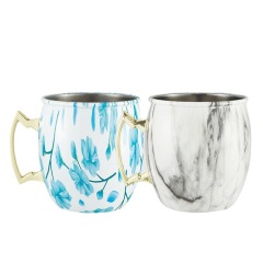 Full Printing Copper Coated Stainless Steel Moscow Mule Cup w/ Handle