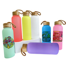 20oz/600ml Thermal Sublimation Colored Glassl Tumbler with Bamboo Lid