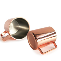 500ml Copper Coated Stainless Steel Wine Mug,Beer Mug with Handle