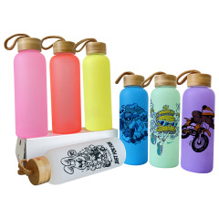 20oz/600ml Thermal Sublimation Colored Glassl Tumbler with Bamboo Lid