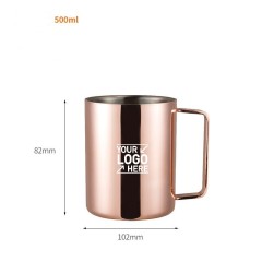 500ml Copper Coated Stainless Steel Wine Mug,Beer Mug with Handle