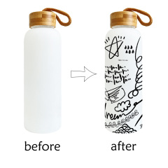 20oz/600ml Thermal Sublimation Colored Glassl Tumbler with Bamboo Lid