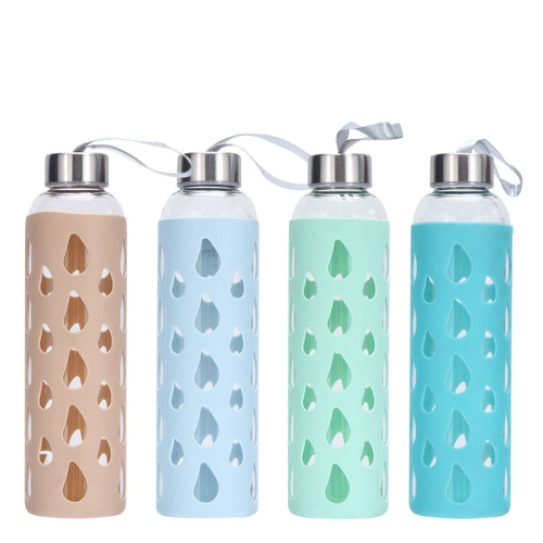 High-strength Glass Water Bottle with Stainless Steel Lid