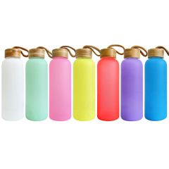 20oz/600ml Thermal Sublimation Colored Glassl Tumbler with Bamboo Lid